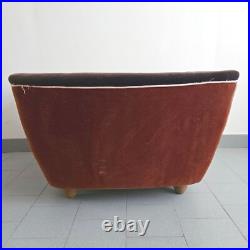 Fauteuil Vintage Art Deco Francais 1930 1940 En Velours & Bois 30s 40s