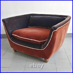 Fauteuil Vintage Art Deco Francais 1930 1940 En Velours & Bois 30s 40s