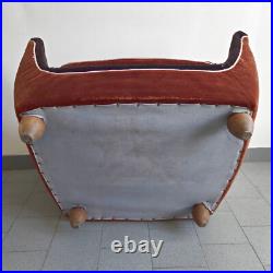 Fauteuil Vintage Art Deco Francais 1930 1940 En Velours & Bois 30s 40s
