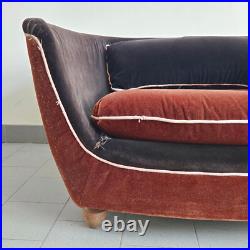 Fauteuil Vintage Art Deco Francais 1930 1940 En Velours & Bois 30s 40s