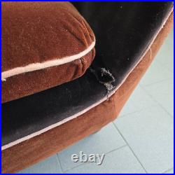 Fauteuil Vintage Art Deco Francais 1930 1940 En Velours & Bois 30s 40s