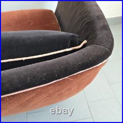 Fauteuil Vintage Art Deco Francais 1930 1940 En Velours & Bois 30s 40s