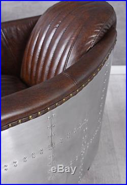 Fauteuil en cuir peint à la main avion fauteuil club aluminium cadre en bois
