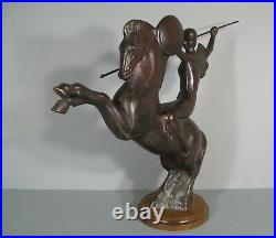 Femme Guerrière Amazone Cheval Sculpture Art Déco Bronze Daprès Molins Balleste