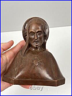 Ferdinand PARPAN (1902-2004) Christ au Sacré-Coeur Sculpture sur Bois Art Déco
