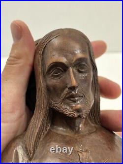 Ferdinand PARPAN (1902-2004) Christ au Sacré-Coeur Sculpture sur Bois Art Déco