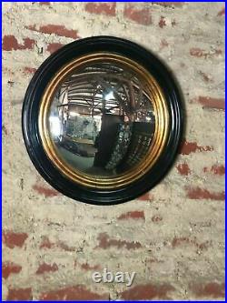 Glace / miroir de style Napoléon III noir et or oeil de sorcière Diam 51 cm