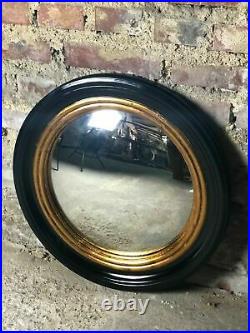 Glace / miroir de style Napoléon III noir et or oeil de sorcière Diam 51 cm