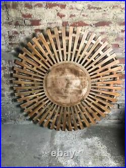 Glace / miroir soleil style art déco en bois sculpté doré Diam. 124 cm 80'S