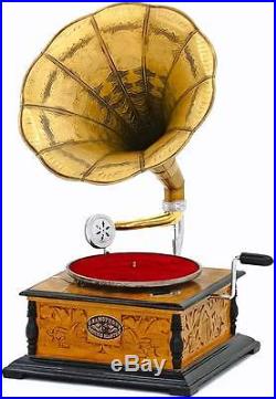 Gramophone Fonctionnel Grammophone Style Art Nouveau Deco En Bois