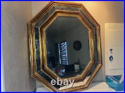 Grand Miroir Octogonal Ancien En Bois Doré Bestelnummer Belgique Art Déco 80 cm