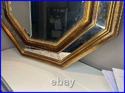 Grand Miroir Octogonal Ancien En Bois Doré Bestelnummer Belgique Art Déco 80 cm