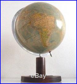 Grand globe terrestre, mappemonde, Allemagne d'époque Art-Déco. H. 50 cm