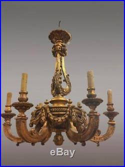 Grand lustre bois doré style Louis XVI
