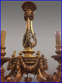 Grand lustre bois doré style Louis XVI