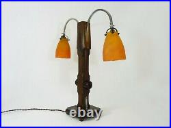 Grande lampe de bureau, lampe de table Art Déco Moderniste orientable en bois