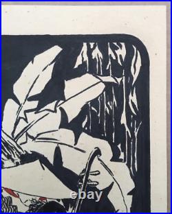 Gravure sur Bois Art Déco Portrait Homme Musicien Dàn nh? Annamite Vietnam Gravure sur Bois Art Déco Portrait Homme Musicien Dàn nh? Annamite Vietnam