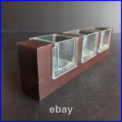 Jardinière miniature vide-poche vintage art déco verre bois maison design N5079