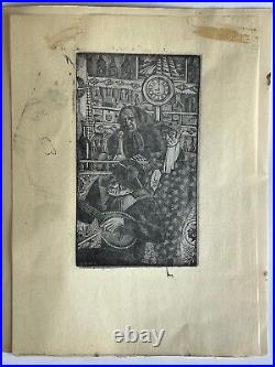 Jean Chieze gravure sur bois Woodcut Marin Pompon Guitare Oud Bistrot Art Déco Jean Chieze gravure sur bois Woodcut Marin Pompon Guitare Oud Bistrot Art Déco