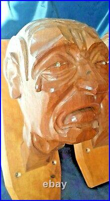 Jean ROUPPERT (1887-1979) sculpture bois tête de vieillard humoristique