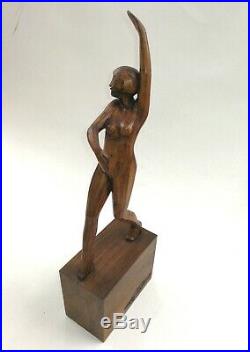 Jean Rouppert (1887-1979), Danseuse art-déco (sculpture en bois, H31 cm)