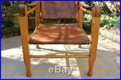 Kaare Klint fauteuil Scandinave Safari cuir et bois démontable année 1930