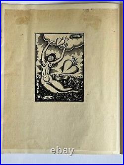Lajos Kosma Kozma gravure sur bois Woodcut Femme Nue Nu Féminin Art Déco 1924