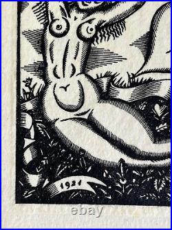 Lajos Kosma Kozma gravure sur bois Woodcut Femme Nue Nu Féminin Art Déco 1924