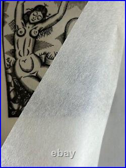 Lajos Kosma Kozma gravure sur bois Woodcut Femme Nue Nu Féminin Art Déco 1924