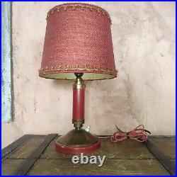Lampe Art Déco Laiton et bois rouge