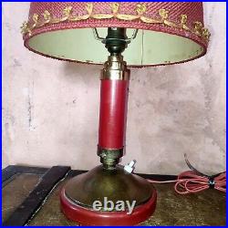 Lampe Art Déco Laiton et bois rouge