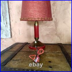 Lampe Art Déco Laiton et bois rouge