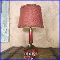 Lampe Art Déco Laiton et bois rouge