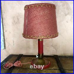 Lampe Art Déco Laiton et bois rouge