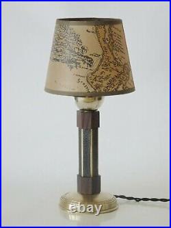 Lampe Art Déco Moderniste Galuchat Bronze Argenté Bois De Palmier Estampille Ag