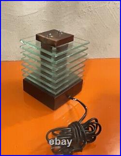 Lampe DEMETER bois Et Verre Maison DESNY design 1980 Style Art-déco