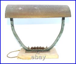 Lampe De Bureau En Métal Chromé Cuivre Et Bois Art Déco 1930 1940