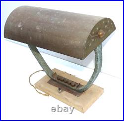 Lampe De Bureau En Métal Chromé Cuivre Et Bois Art Déco 1930 1940