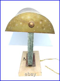 Lampe De Bureau En Métal Chromé Cuivre Et Bois Art Déco 1930 1940