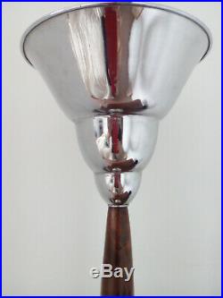 Lampe art déco 1930/40, chrome, bois, 67 cm