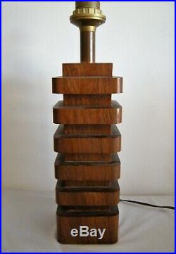 Lampe moderniste bois acajou cubiste style art déco dg adnet