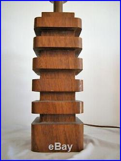 Lampe moderniste bois acajou cubiste style art déco dg adnet
