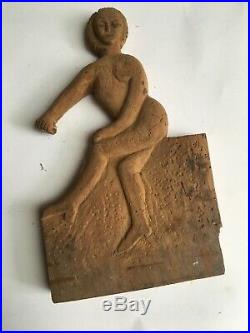 Lot 7 sculpture sur bois 1930 art populaire art deco, bas relief animalier