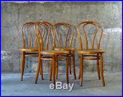 Lot de 4 chaises bistrot assise bois étoile 1910 FIUME (no Thonet no Baumann)