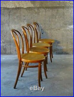 Lot de 4 chaises bistrot assise bois étoile 1910 FIUME (no Thonet no Baumann)