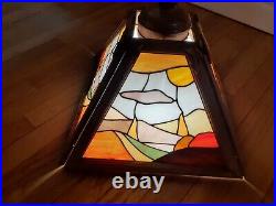 Luminaire vintage abat-jour vitrail verre design années 1970 Style Art Déco
