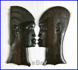 MÉDAILLON AFRICAIN, très beau couple, profil africain, ART DÉCO