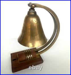 Magnifique Lampe De Bureau En Laiton Et Bois A Électrifié Art Deco