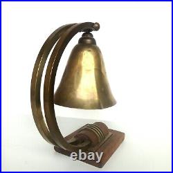 Magnifique Lampe De Bureau En Laiton Et Bois A Électrifié Art Deco