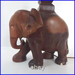 Magnifique Lampe Elephant Vintage Art Deco 1940 1950 En Bois Massif 40s 50s